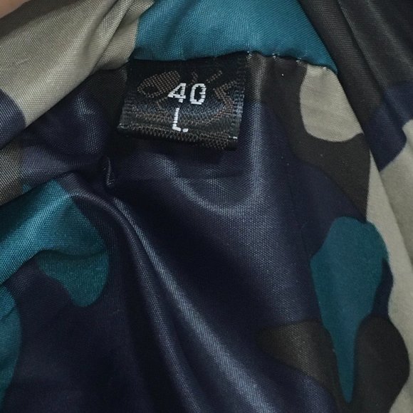 Camouflage Fur Coat Open Style Size Large Brown/Blue Navy - Picture 5 of 11